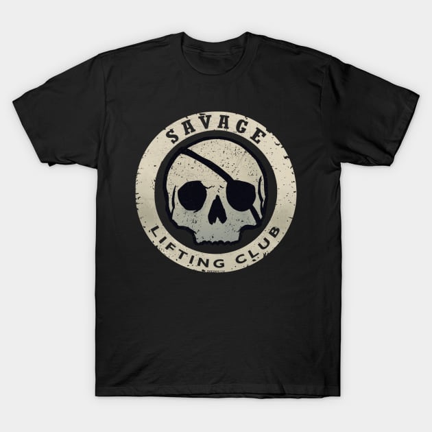 Savage Lifting Club Skull White Badge T-Shirt by deezify